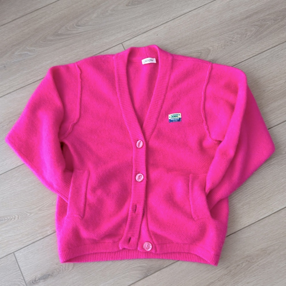 American Vintage hot pink button down cardigan size small